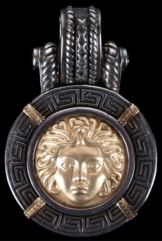 Lot 229310: 14K & STERLING HEAD OF MEDUSA PENDANT