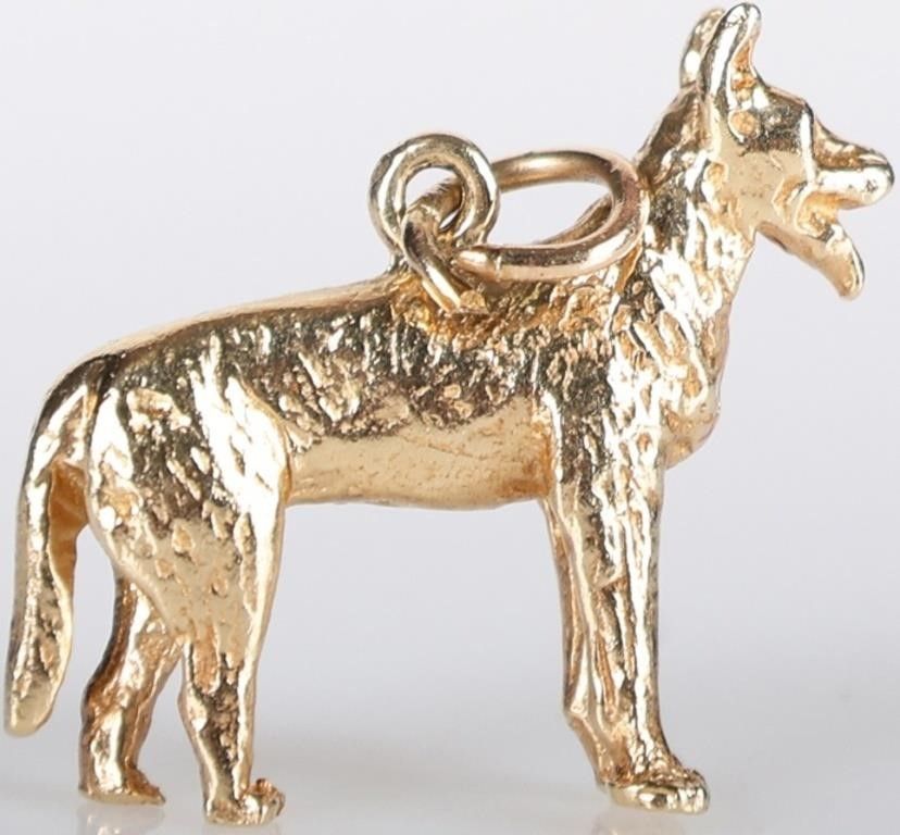 Lot 229311: SOLID 14K YELLOW GOLD GERMAN SHEPARD  PENDANT