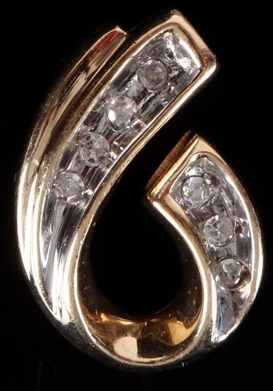 Lot 229314: 10K YELLOW GOLD SCROLL LADIES PENDANT W/ DIAMONDS