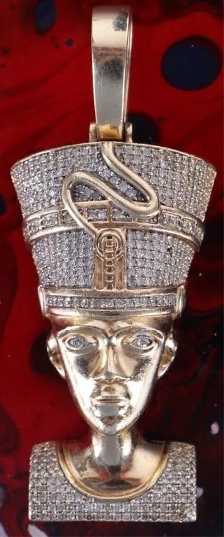 Lot 229315: 457 DIAMONDS NEFERTITI 10K YELLOW GOLD PENDANT