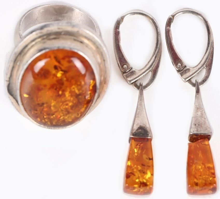 Lot 229319: SW STERLING SILVER AMBER LADIES JEWELRY (2)