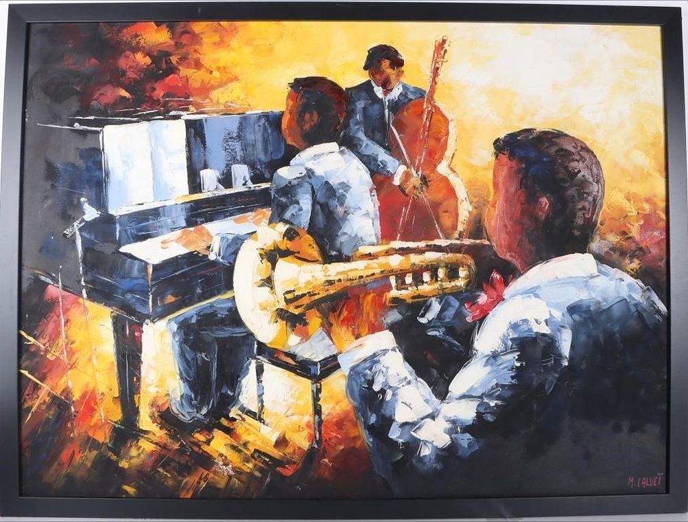 Lot 229324: JAZZ BAND IMPRESSIONIST PAINTING AFTER M CALVET