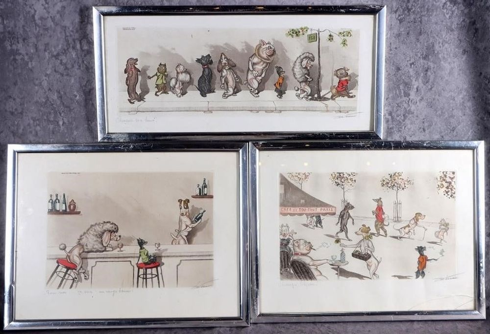 Lot 229325: VINTAGE BORIS O'KLEIN DIRTY DOGS OF PARIS PRINTS-3