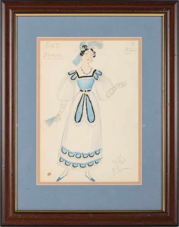 Lot 229333: DOBUZHINSKY EUGENE ONEGIN COSTUME SKETCH BLUE