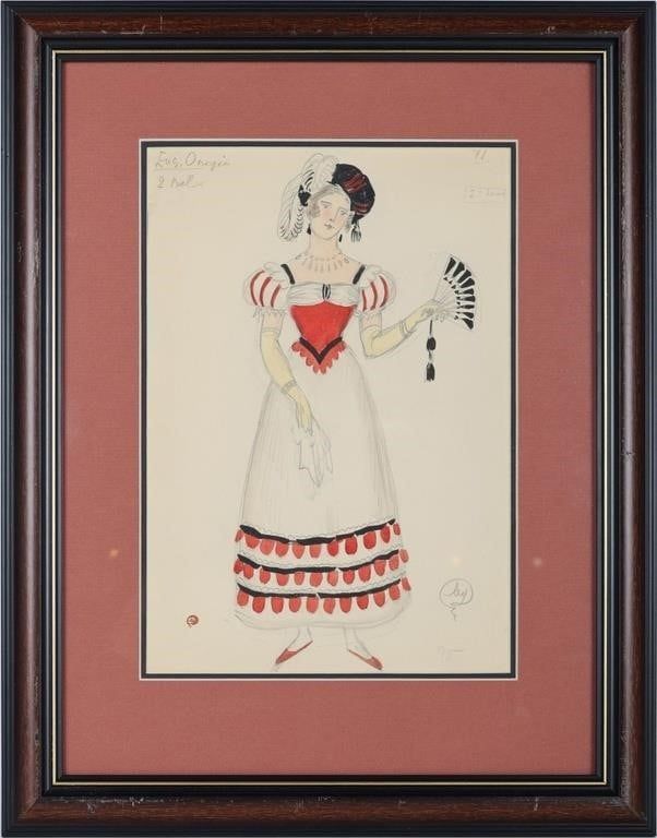 Lot 229334: DOBUZHINSKY EUGENE ONEGIN COSTUME SKETCH RED