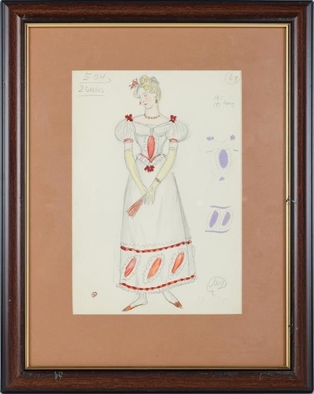 Lot 229335: DOBUZHINSKY EUGENE ONEGIN COSTUME SKETCH BLONDE