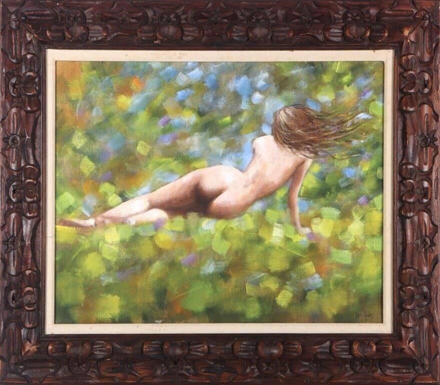 Lot 229339: NUDE AGAINST ABSTRACT BACKGROUND PAINTING ART