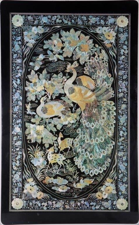 Lot 229344: KOREAN CHINOISERIE SCREENPRINT FOLDING TEA TABLE