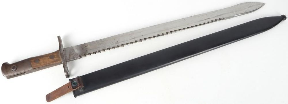 Lot 229361: SWISS M1914 ENGINEER SAWBACK BAYONET W/ SCABBARD