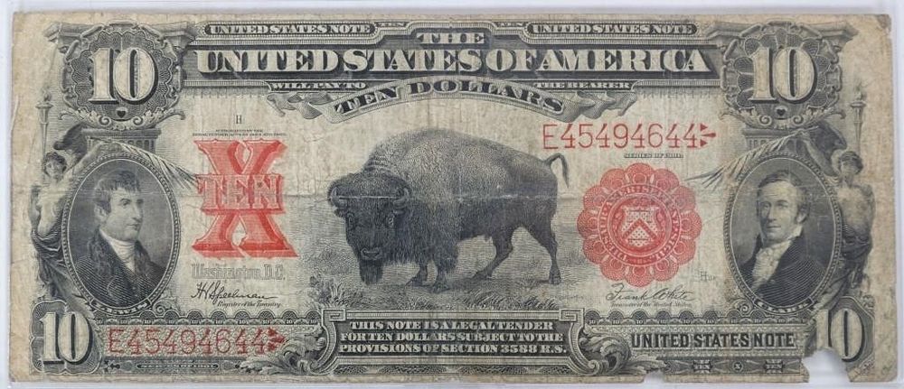 Lot 229370: 1901 FR#122 $10 "BISON" LEWIS & CLARK LARGE NOTE