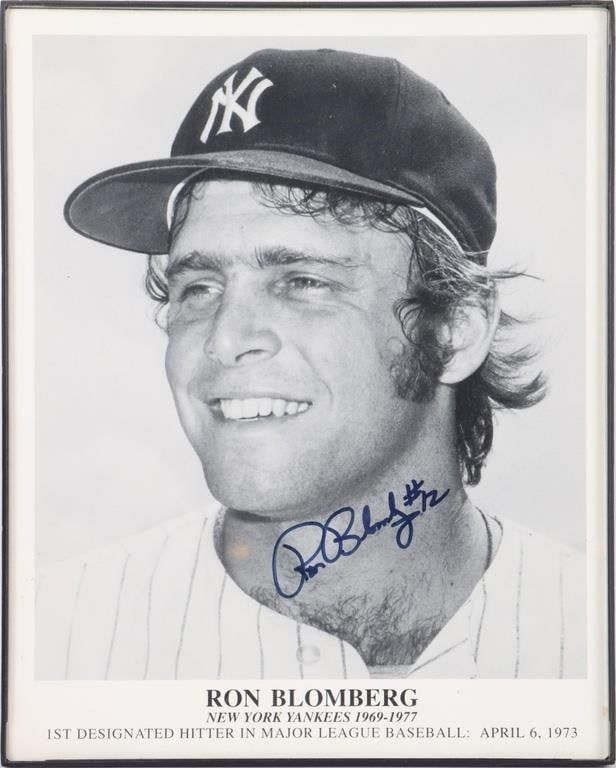 Lot 229426: NYY RON BLOMBERG AUTOGRAPHED FRAMED PHOTO