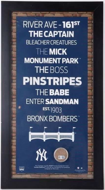 Lot 229441: NYY COLLAGE W/ STADIUM DIRT COA
