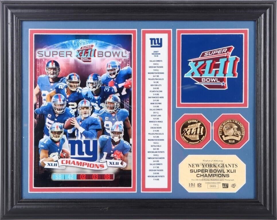 Lot 229444: NY GIANTS SB XLII CHAMPIONS PLAQUE