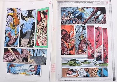 ORIGINAL COLOR GUIDE VENOM THE HUNTED #3 PG 13&18. Original color guides for Venom: The Hunted 