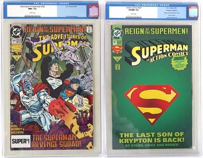 ACTION COMICS #687 & ADVENTURES OF SUPERMAN #504. Action Comics #687 CGC graded 9.0 "Reign of 