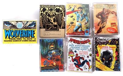 MARVEL TRADING CARDS FIVE COMPLETE SETS ONE PACK. Lot of Marvel trading cards, to include a 