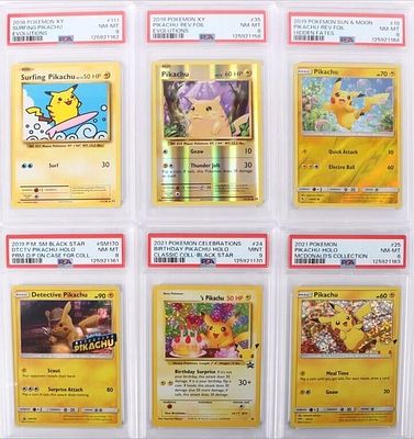 PSA 8-9 GRADED PIKACHU CARDS POKEMON TCG HOLO (6). Lot of six PSA graded Pikachu Pokemon TCG 