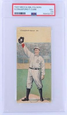 S CRAWFORD/TY COBB MECCA BASEBALL CARD PSA 3.5 VG+. Antique Mecca baseball folder series tobacco 