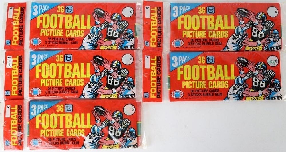 Lot 230336: SEALED VINTAGE TOPPS 3-PACK FOOTBALL GUM CARDS -5
