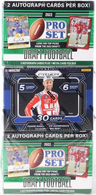 Lot 230341: PRO SET FOOTBALL, PANINI PRIZIM NASCAR HOBBY BOXES