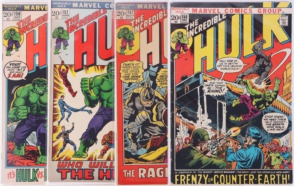 Lot 230357: THE INCREDIBLE HULK #152, 156,157, &158