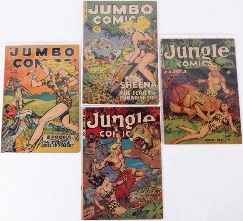 Lot 230366: JUMBO & JUNGLE COMICS GOLDEN AGE LOT FN - VF (4)