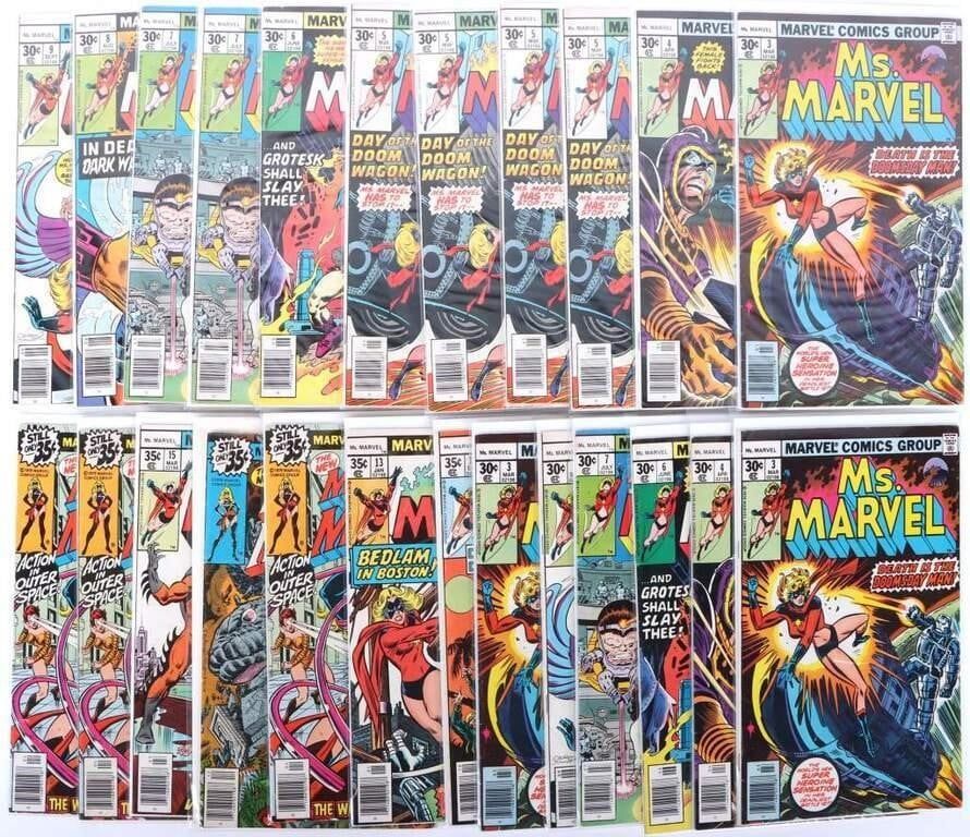 Lot 230400: MS. MARVEL V. 1 LOT  OF 24 COMICS 1976-1978