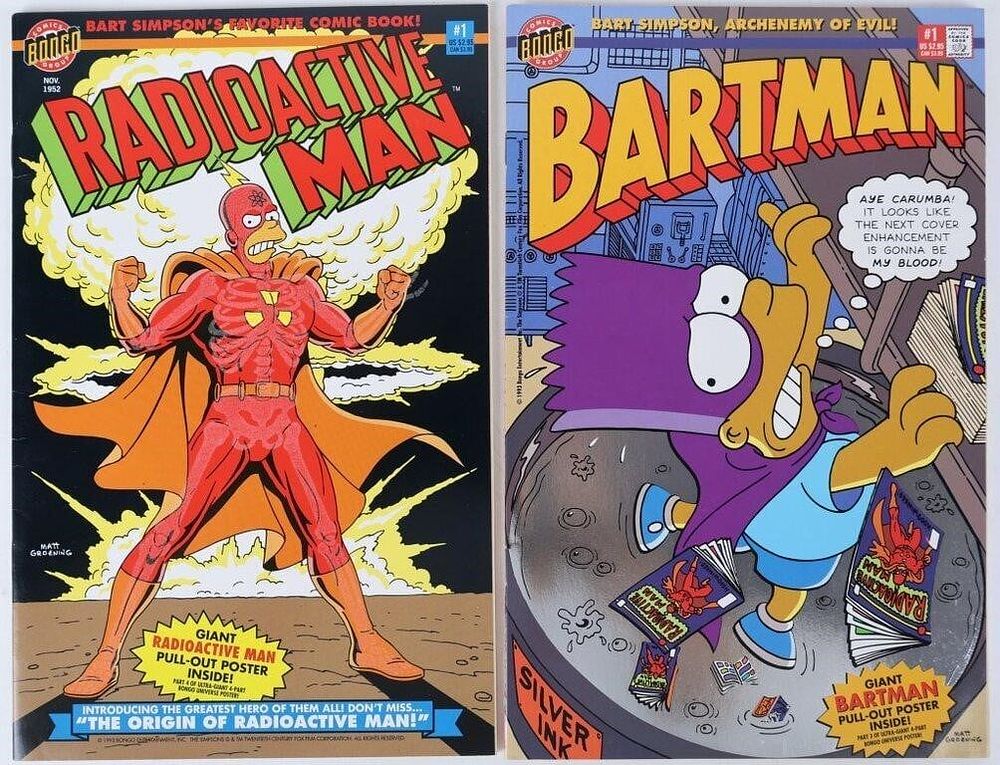 Lot 230407: RADIOACTIVE MAN #1 & BARTMAN #1 SIMPSONS PARODY NM