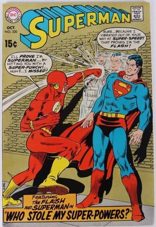 Lot 230455: SUPERMAN 220 FLASH APPEARANCE SILVER AGE COMIC NM-