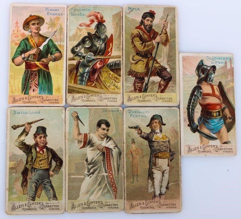 Lot 230519: ARMS OF ALL NATIONS ANTIQUE TOBACCO CARDS LOT OF 7