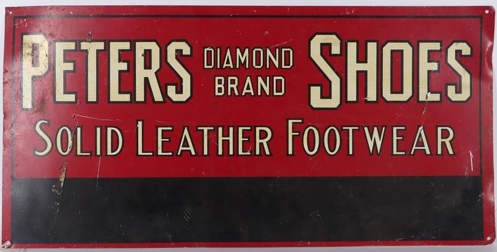 Lot 230540: VINTAGE PETERS DIAMOND BRAND SHOES METAL SIGN