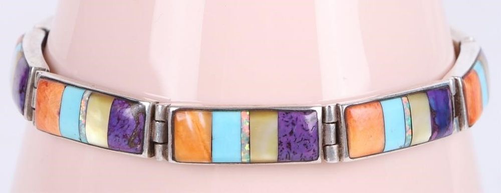 Lot 232242: STERLING SILVER ASSORTED GEM LADIES BRACELET