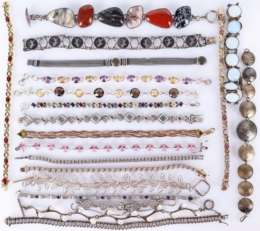 Lot 232243: STERLING SILVER BRACELETS W TOPAZ DIAS RUBY (20)