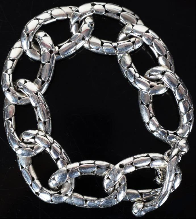 Lot 232250: JOHN HARDY KALI PEBBLE FLAT LINK STERLING BRACELET