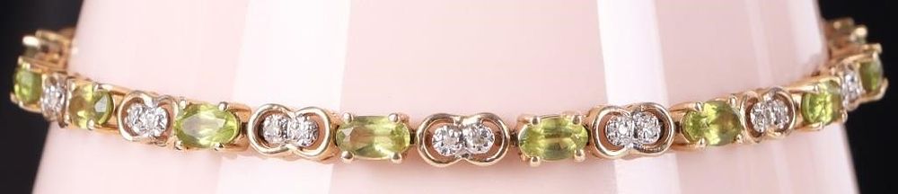 Lot 232263: 14K YELLOW GOLD LADIES BRACELET W/ SPINEL & DIAS