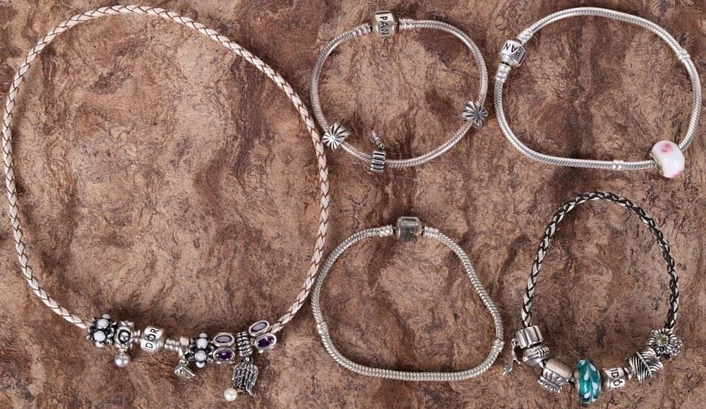 Lot 232273: 925 PANDORA CHARM BRACELETS & NECKLACE (5)