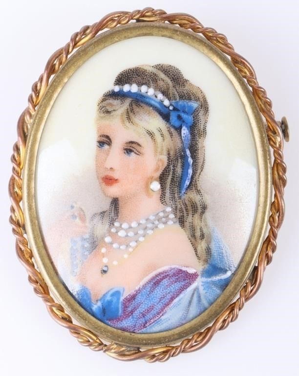 Lot 232274: ANTIQUE LIMOGES FRANCE HAND-PAINTED BROOCH
