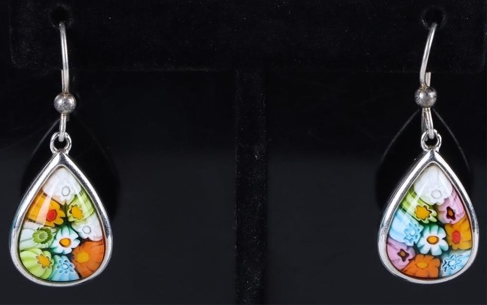 Lot 232284: SIGNED STERLING SILVER MURANO GLASS EARRINGS