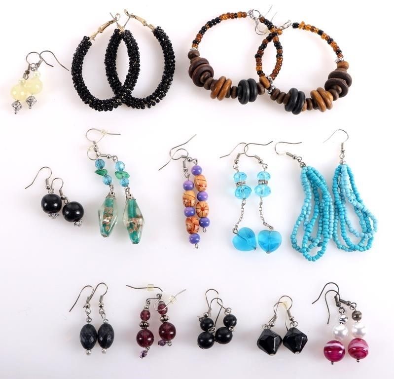 Lot 232286: COLORFUL BEADED EARRINGS LOT OF13