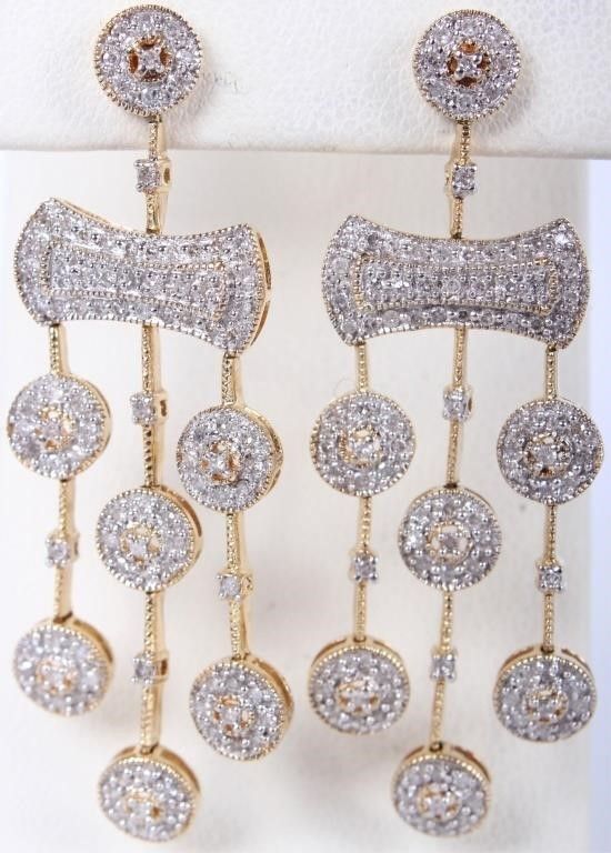 Lot 232297: 1.98CTW DIAMOND 14K YELLOW GOLD LADIES EARRINGS