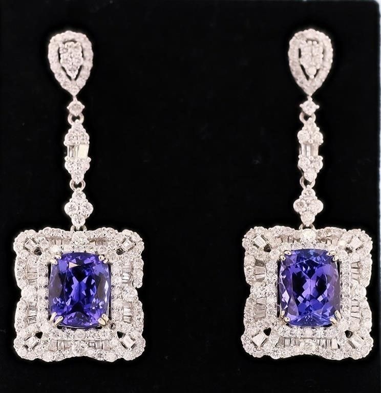 Lot 232304: 4.69CTW DIAMOND14K WHITE GOLD EARRINGS W/ TANZ