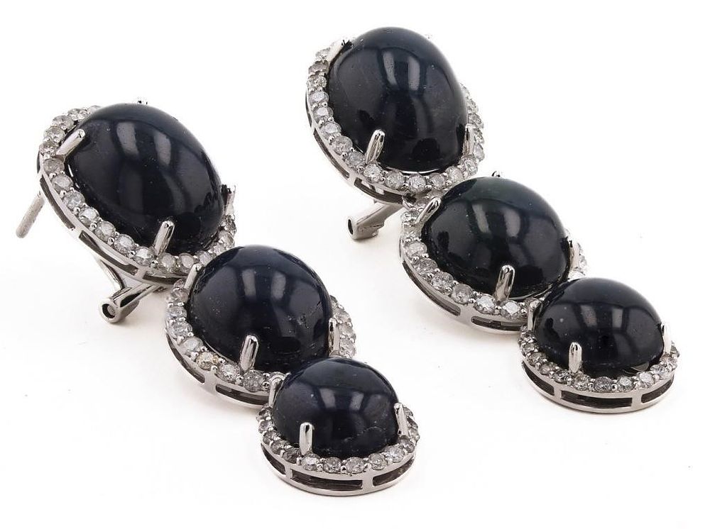 Lot 232305: 43.81CTW SAPPHIRE & 1.88CTW DIA 14K GOLD EARRINGS
