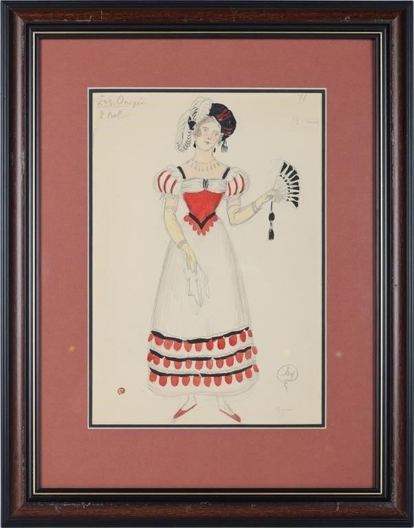 Lot 232317: DOBUZHINSKY EUGENE ONEGIN COSTUME SKETCH RED