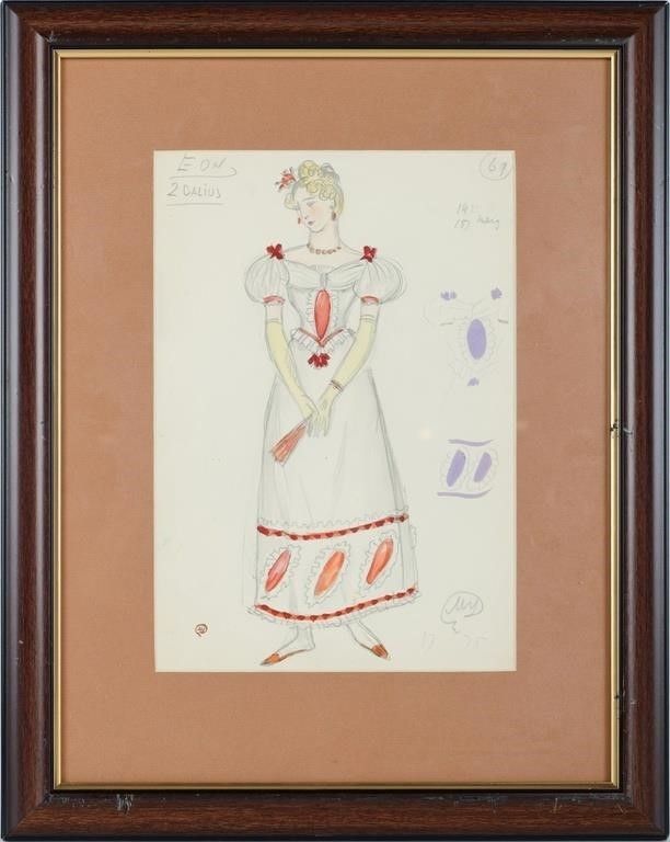 Lot 232318: DOBUZHINSKY EUGENE ONEGIN COSTUME SKETCH BLONDE