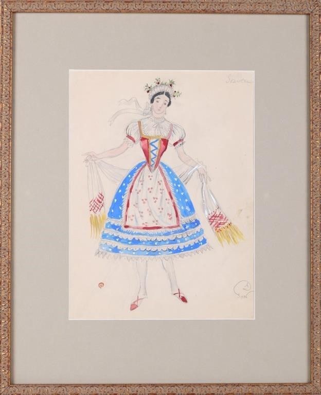 Lot 232320: IVAN MIKHAILOV COPPELIA ORIGINAL  COSTUME SKETCH