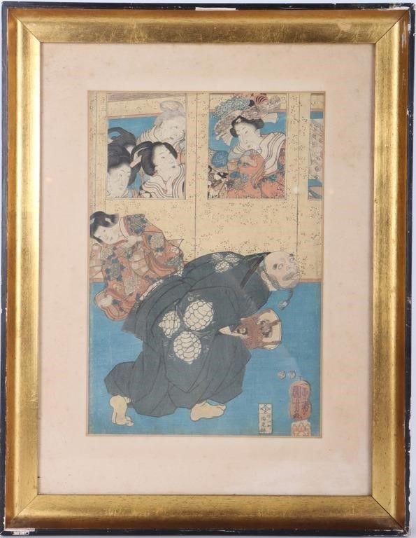 Lot 232330: JAPANESE WOODBLOCK HARU NO KOTOBUKI BY UTAGAWA