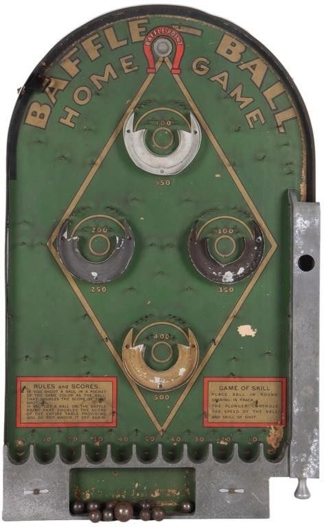 Lot 232348: ANTIQUE 1930 BAFFLEBALL GOTTLIEB HOME PINBALL GAME