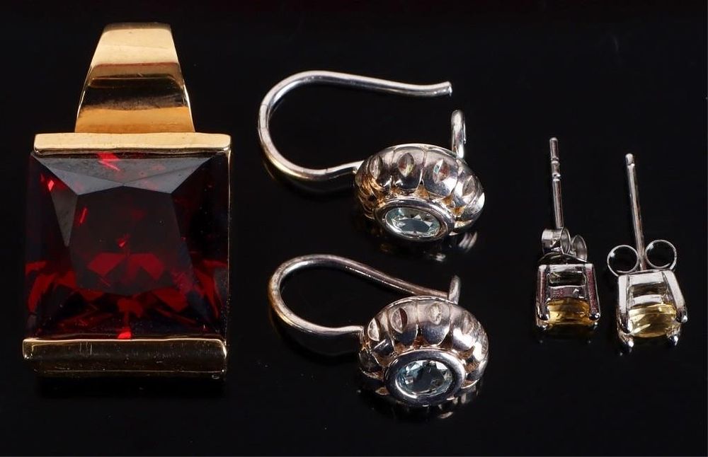 Lot 232361: GARNET/ TOPAZ/ CITRINE LADIES JEWELRY-(3)