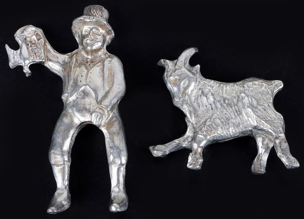Lot 232372: H.C ANDERSON PEWTER MAN AND GOAT FIGURINES