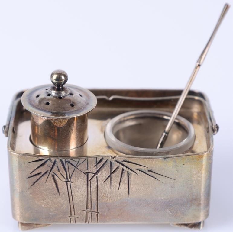 Lot 232386: JAPANESE ASAHI 950 STERLING 5PC SALT CELLAR BASKET
